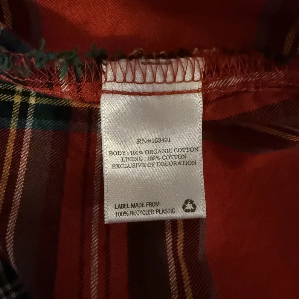 Hope and‎ Henry Red Plaid Christmas Holiday Dress Kids Girls Size 8 Velvet Trim